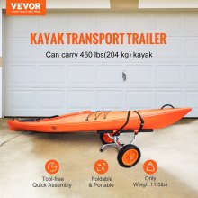 VEVOR Heavy Duty Kayak Cart, 450lbs Load Capacity, Detachable Canoe Trolley Cart with 12'' Solid Tires, Adjustable Width & Nonslip Support Foot, for Kayaks Canoes Paddleboards Float Mats Jon Boats