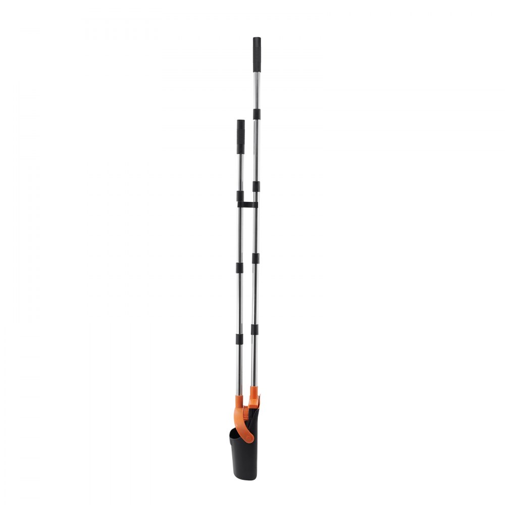 VEVOR Broom and Dustpan Set, Heavy Duty Dustpan and Broom Combo with Self-Cleaning Teeth, Metal Upright Standing Dust Pan with Long Handle, Ideal for Home, Restaurant, Office, Dorm, Black+Orange