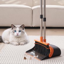 Broom and Dustpan Set with Self-Cleaning Teeth for Home Office Restaurant