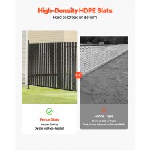 Chain Link Fence Privacy Slats Double-Wall with Wings for 6' High Fence Black