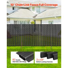 Chain Link Fence Privacy Slats Double-Wall with Wings for 6' High Fence Black