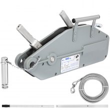 VEVOR Wire Rope Puller 1.6T/1587.6 kg Capacity Hand Winch Rope 2499.4 cm Grip Puller Manual Wire Rope Puller Heavy Duty Wire Rope Grip Puller Hoist Pulling Towing Equipment for Indoor and Outdoor Use