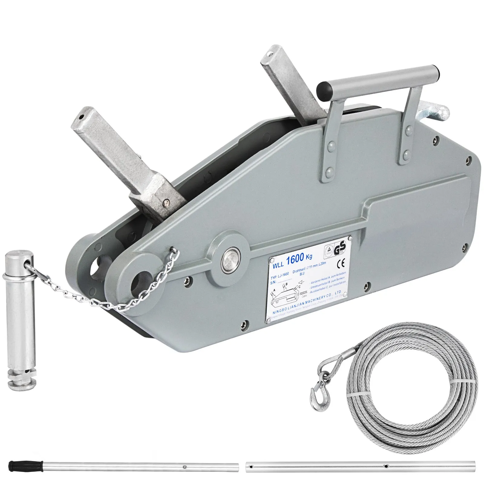 VEVOR Wire Rope Puller1.6T/3500lbs Capacity Hand Winch Rope 82ft Grip Puller Manual Wire Rope Puller Heavy Duty Wire Rope Grip Puller Hoist  Pulling Towing Equipment for Indoor and Outdoor Use