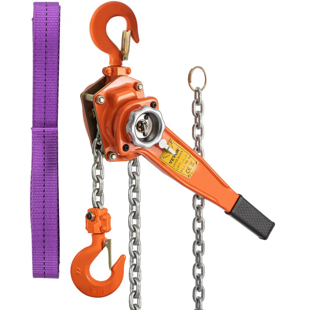 VEVOR Lever Chain Hoist, 0.75Ton 1650lbs Capacity Ratchet Puller with 10FT  Max. Lifting Height, Come Along Heavy Duty Steel Hooks, Manual Handling  Tool for Cargo Moving in Construction, Warehouse VEVOR US