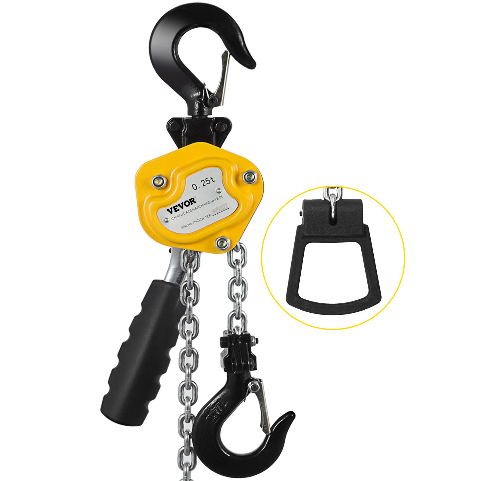 VEVOR 550LBS Manual Lever Chain Hoist, 1/4 Ton 5FT G80 Mini Come Along Ratchet Puller Hoist with Hook for Warehouse Building Automotive Machinery