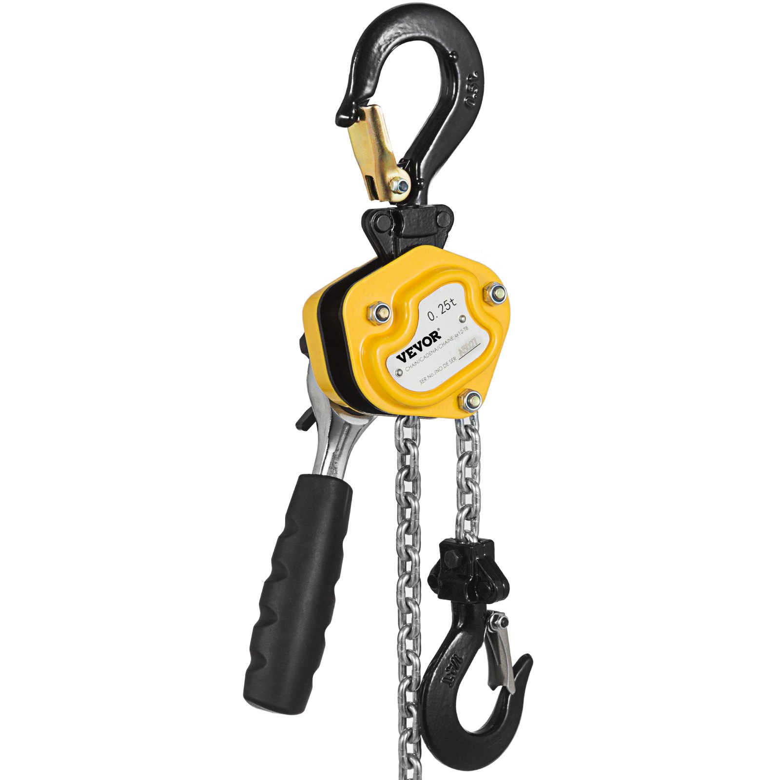VEVOR 550LBS Manual Lever Chain Hoist, 1/4 Ton 5FT G80 Mini Come Along Ratchet Puller Hoist with Hook for Warehouse Building Automotive Machinery