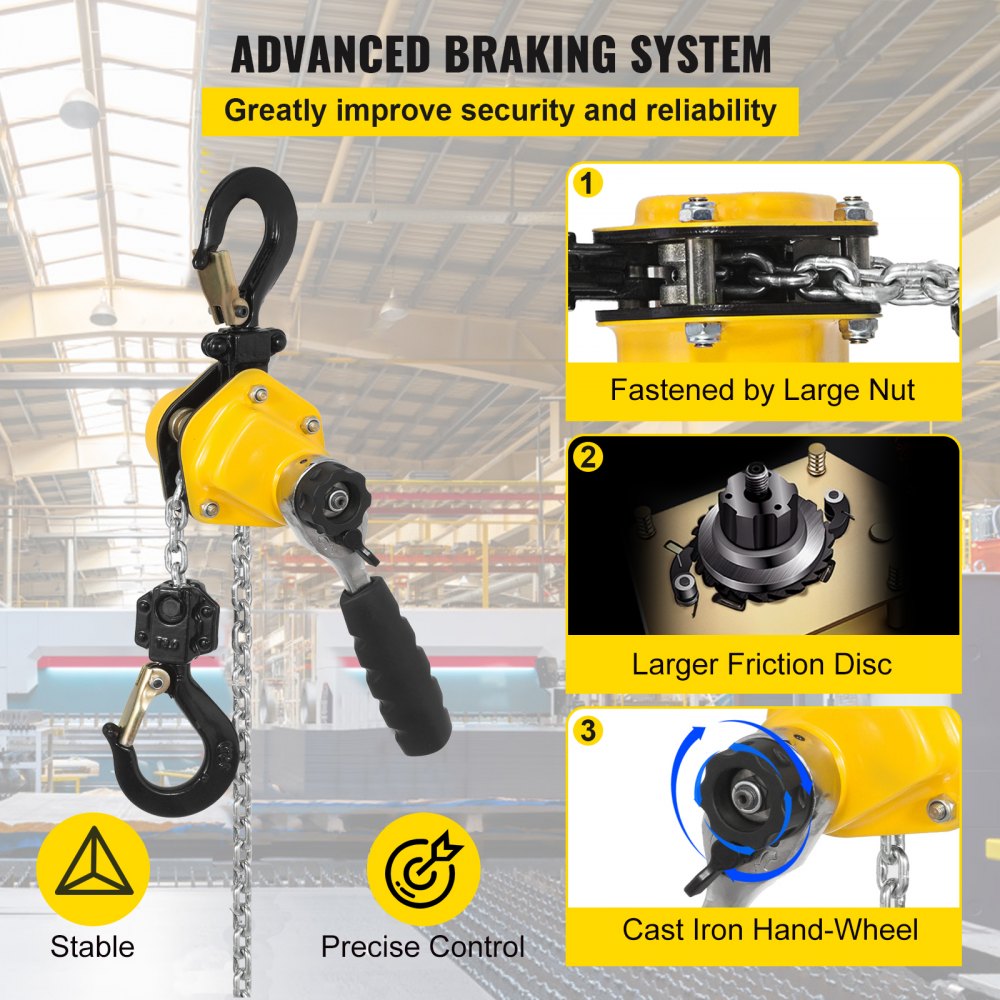 VEVOR 550LBS Manual Lever Chain Hoist, 1/4 Ton 10FT G80 Mini Come Along Ratchet Puller Hoist with Hook for Warehouse Building Automotive Machinery