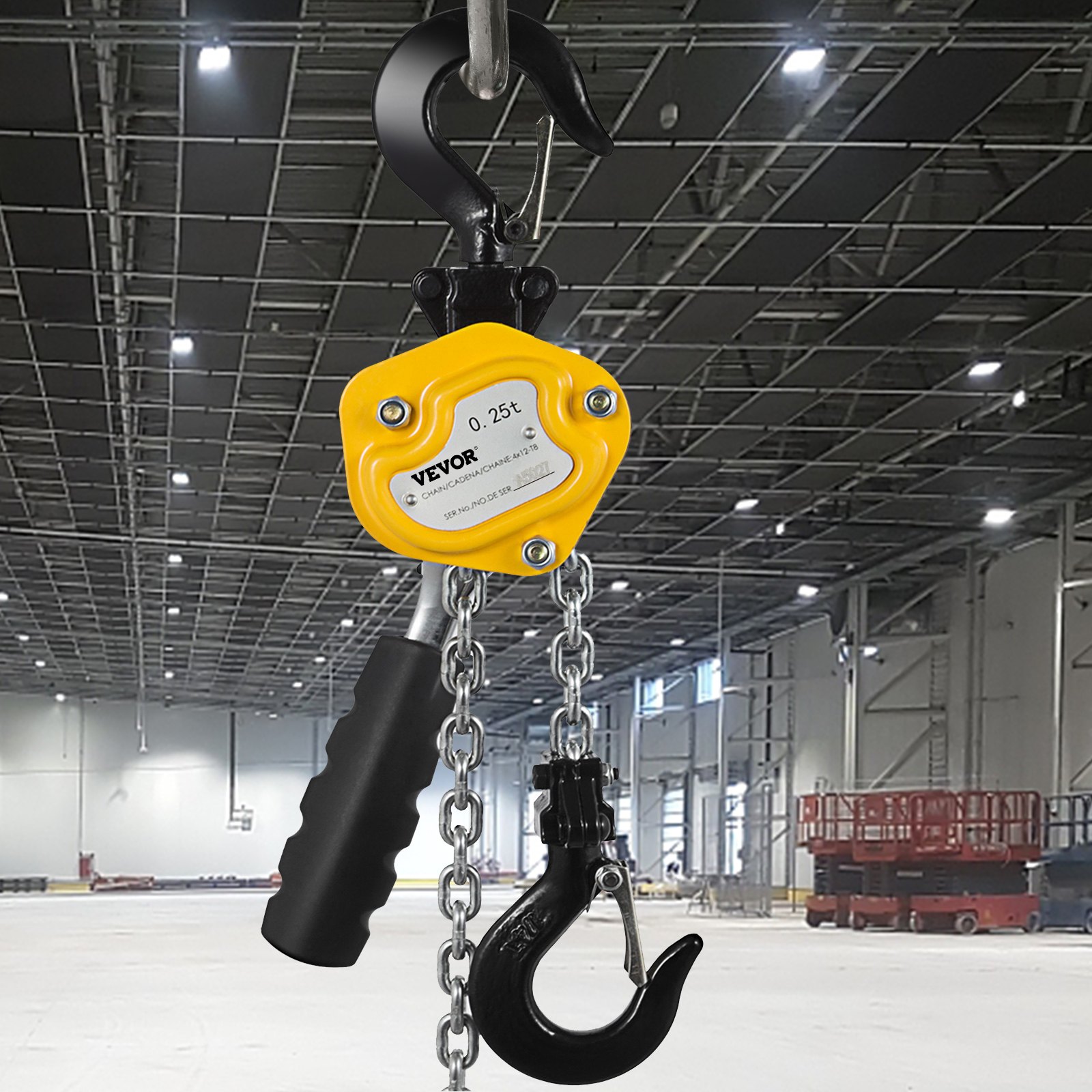 VEVOR 550LBS Manual Lever Chain Hoist, 1/4 Ton 10FT G80 Mini Come Along Ratchet Puller Hoist with Hook for Warehouse Building Automotive Machinery