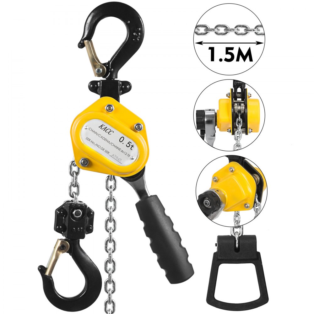 Vevor 1/2t Chain Hoist Heavy-duty Lever Hoist 1100lbs Capacity With 5ft Chain