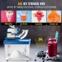 VEVOR ice crusher, 34l ice storage, for milkshakes, smoothies, icy drinks, and seafood.