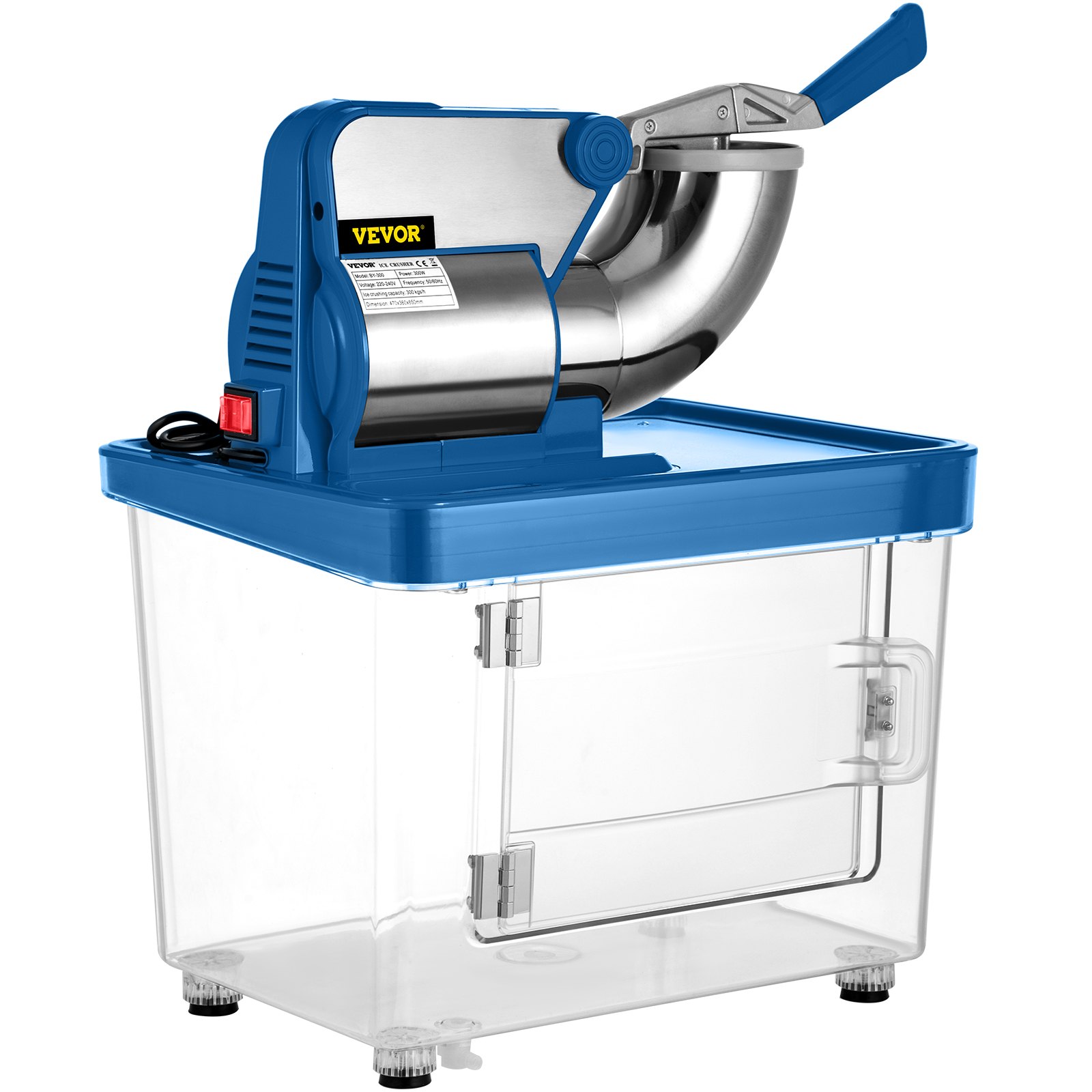 VEVOR Snow Cone Machine Snowball Machine 180kg/h 300W Electric Ice Shaver Blue