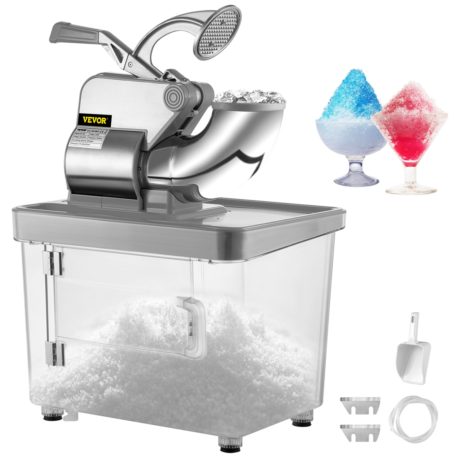 Snow Cone Machine Commercial, Snow Cone Machine 180 kg/H Snow Cone Maker, Silver