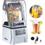 VEVOR 110V Commercial Smoothie Blenders, 1.5L/50.7oz 1500W Countertop Silent Blender w/ 3-Side Silica Gel Sound Shield, Quiet Blender Self-Cleaning Includes Multifunctional 2-in-1 Wet Dry Blades White