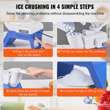 VEVOR Ice Crushers Machine, 176lbs Per Hour Electric Snow Cone Maker with 2 Blades, Shaved Ice Machine with Cover and Bowl, 220W Ice Shaver Machine for Margaritas, Home and Commercial Use, White