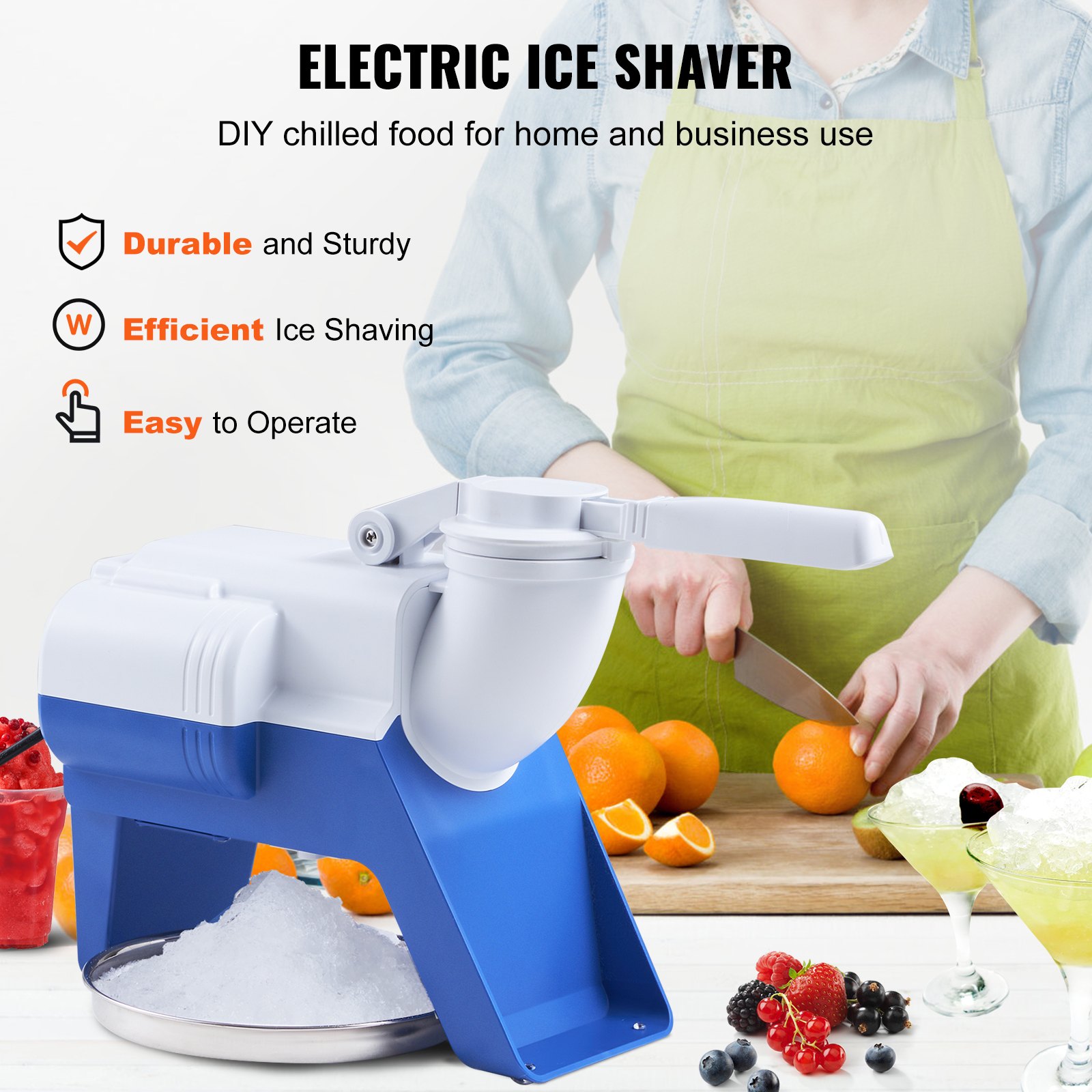 Ice Crushers Machine, 176lbs Per Hour Electric Snow Cone Maker with 2 Blades, Shaved Ice Machine with Cover and Bowl, 220W Ice Shaver Machine for Margaritas, Home and Commercial Use, White Ice Crushers Machine, 176lbs Per Hour Electric Snow Cone Maker with 2 Blades, Shaved Ice Machine with Cover and Bowl, 220W Ice Shaver Machine for Margaritas, Home and Commercial Use, White