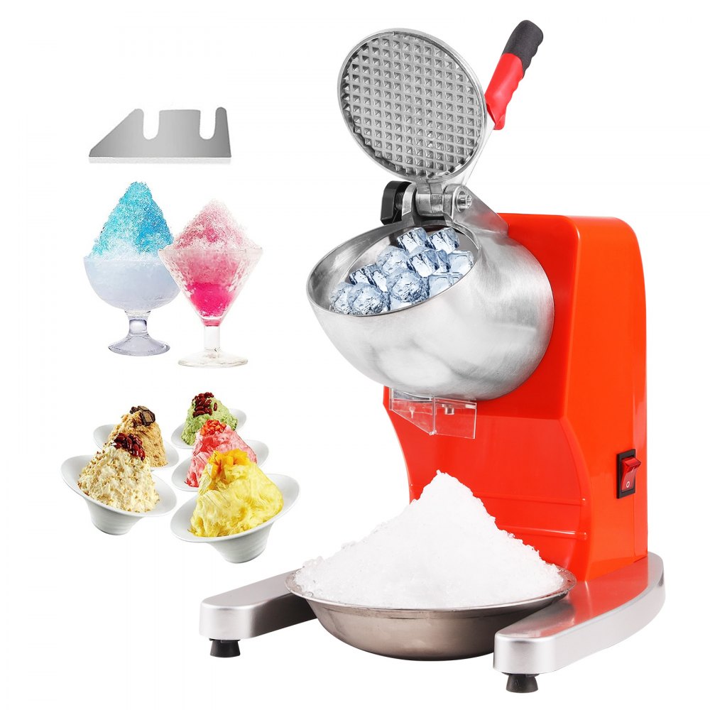 Snow Cone Machine Electric - Shaved Ice Maker with Stainless Steel Blade,  Kitchen Table-Top Ice Crusher Includes 2 Silicone Ice Mold(Blue)