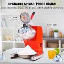 VEVOR Ice Crushers Machine, 220lbs Per Hour Electric Snow Cone Maker with 4 Blades, Stainless Steel Shaved Ice Machine with Cover and Bowl, 300W Ice Shaver Machine for Home and Commercial Use, Orange