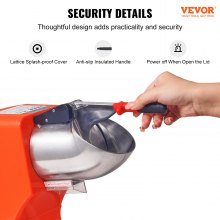 VEVOR Ice Crushers Machine, 220lbs Per Hour Electric Snow Cone Maker with 4 Blades, Stainless Steel Shaved Ice Machine with Cover and Bowl, 300W Ice Shaver Machine for Home and Commercial Use, Orange