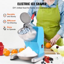 VEVOR Ice Crushers Machine, 220lbs Per Hour Electric Snow Cone Maker with 4 Blades, Stainless Steel Shaved Ice Machine with Cover and Bowl, 300W Ice Shaver Machine for Home and Commercial Use, Blue