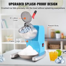 VEVOR Ice Crushers Machine, 220lbs Per Hour Electric Snow Cone Maker with 4 Blades, Stainless Steel Shaved Ice Machine with Cover and Bowl, 300W Ice Shaver Machine for Home and Commercial Use, Blue