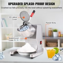 VEVOR Ice Crushers Machine, 220lbs Per Hour Electric Snow Cone Maker with 4 Blades, Stainless Steel Shaved Ice Machine with Cover and Bowl, 300W Ice Shaver Machine for Home and Commercial Use, Silver