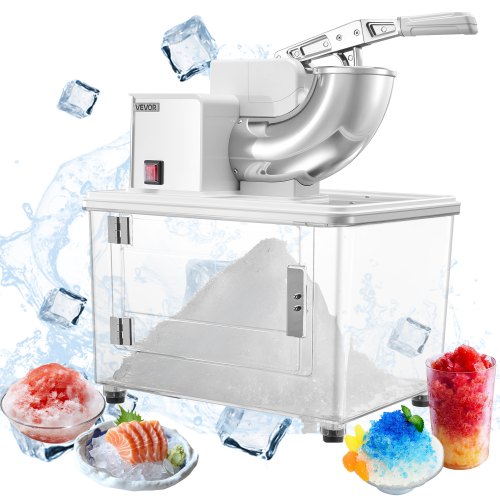 Commercial Ice Crusher 661LBS/H Electric Snow Cone Maker Shaved Ice White