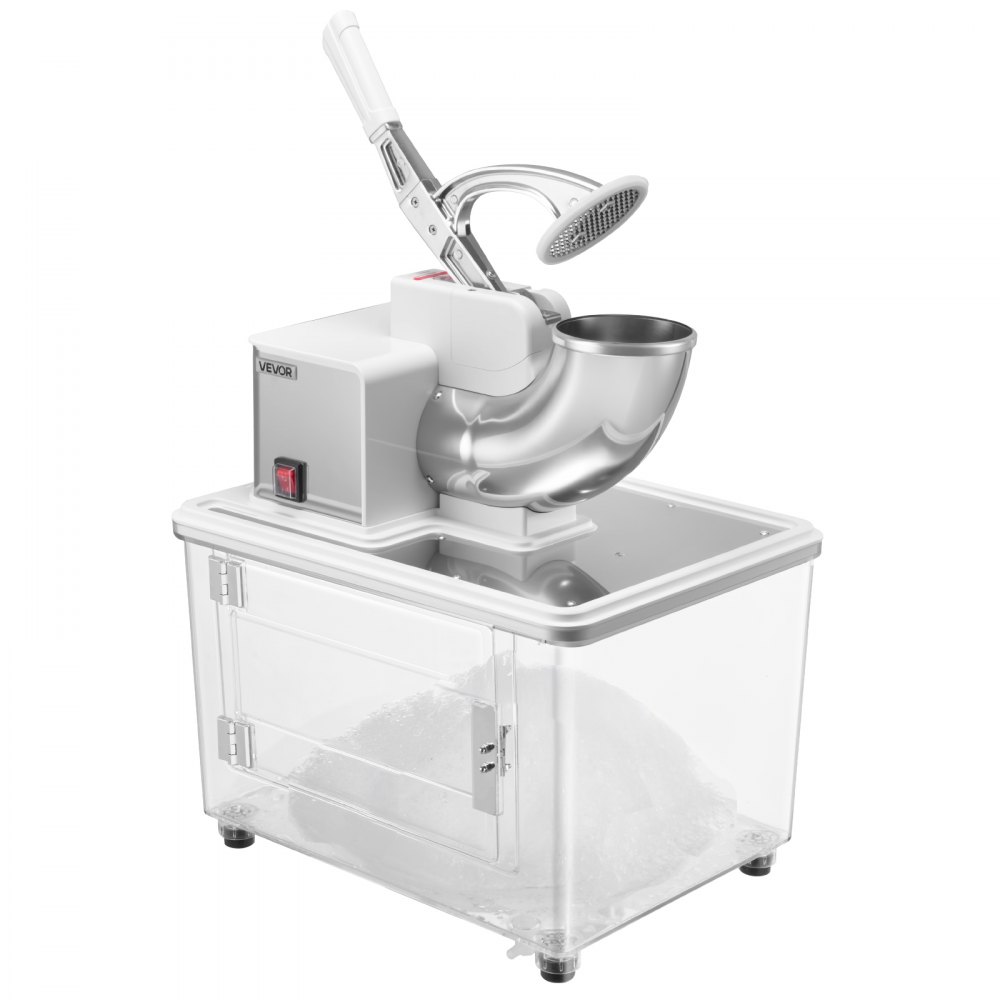 VEVOR Commercial Ice Crusher 661LBS/H, 350W Electric Snow Cone Machine with 4 Blades, 1400RPM Stainless Steel Shaved Ice Machine with 11 Gal Crushed-Ice Box, for Family Restaurants Bars, White