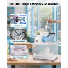 Commercial Ice Crusher 661LBS/H Electric Snow Cone Maker Shaved Ice White