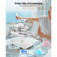 Commercial Ice Crusher 661LBS/H Electric Snow Cone Maker Shaved Ice White