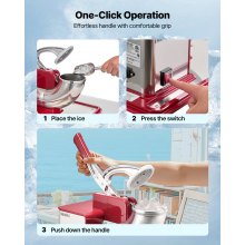 Commercial Ice Crusher 661LBS/H Electric Snow Cone Maker Shaved Ice Red