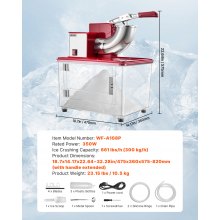Commercial Ice Crusher 661LBS/H Electric Snow Cone Maker Shaved Ice Red