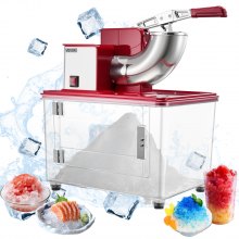 Commercial Ice Crusher 661LBS/H Electric Snow Cone Maker Shaved Ice Red