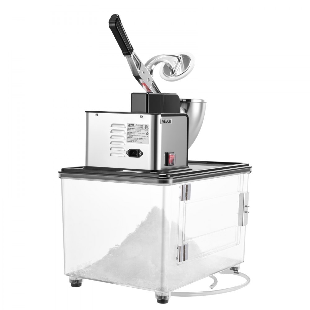 VEVOR Commercial Ice Crusher 661LBS/H, 350W Electric Snow Cone Machine with 4 Blades, 2000RPM Stainless Steel Shaved Ice Machine with 11 Gal Crushed-Ice Box, for Family Restaurants Bars, Black