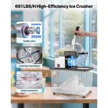 Commercial Ice Crusher 661LBS/H Electric Snow Cone Maker Shaved Ice Black