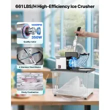 Commercial Ice Crusher 661LBS/H Electric Snow Cone Maker Shaved Ice Black