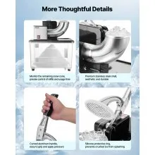 Commercial Ice Crusher 661LBS/H Electric Snow Cone Maker Shaved Ice Black