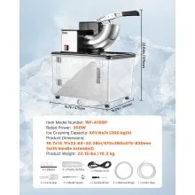 Commercial Ice Crusher 661LBS/H Electric Snow Cone Maker Shaved Ice Black