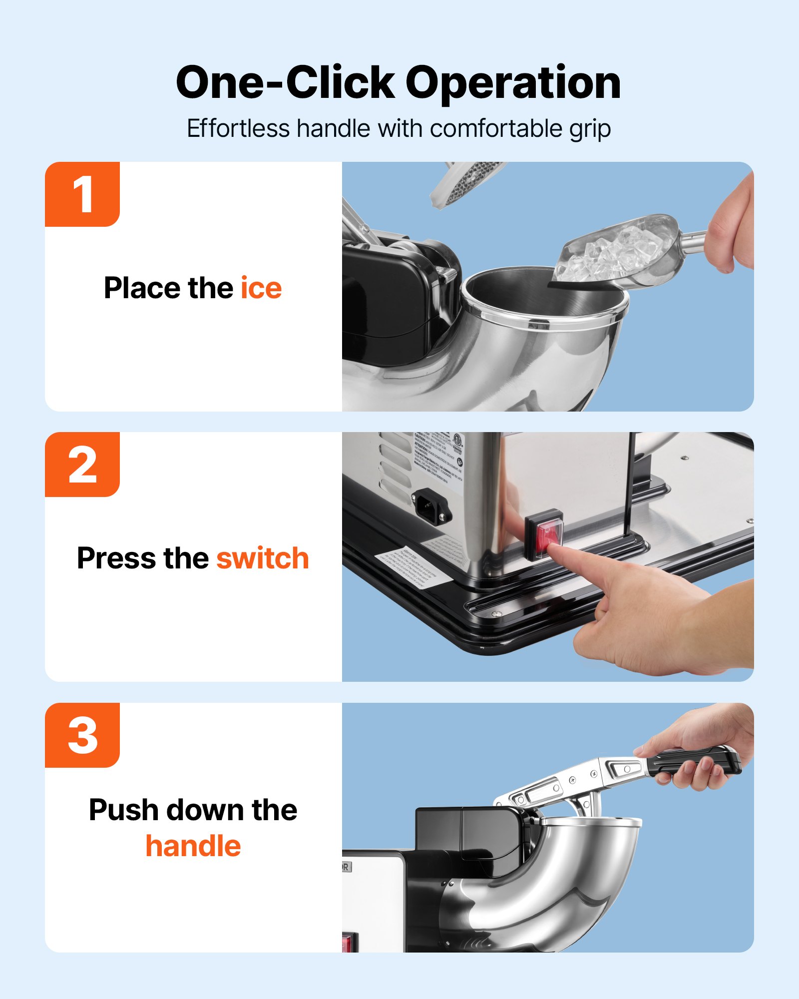 VEVOR Commercial Ice Crusher 661LBS/H, 350W Electric Snow Cone Machine with 4 Blades, 2000RPM Stainless Steel Shaved Ice Machine with 11 Gal Crushed-Ice Box, for Family Restaurants Bars, Black