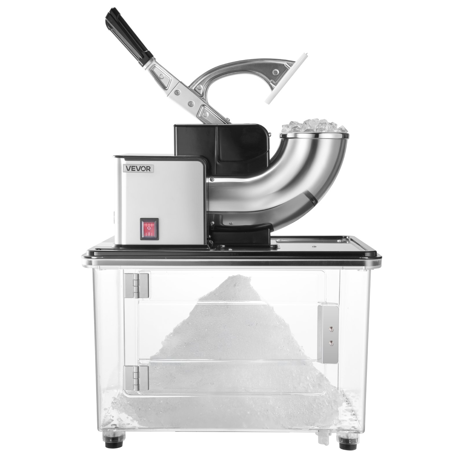 VEVOR Commercial Ice Crusher 661LBS/H, 350W Electric Snow Cone Machine with 4 Blades, 2000RPM Stainless Steel Shaved Ice Machine with 11 Gal Crushed-Ice Box, for Family Restaurants Bars, Black