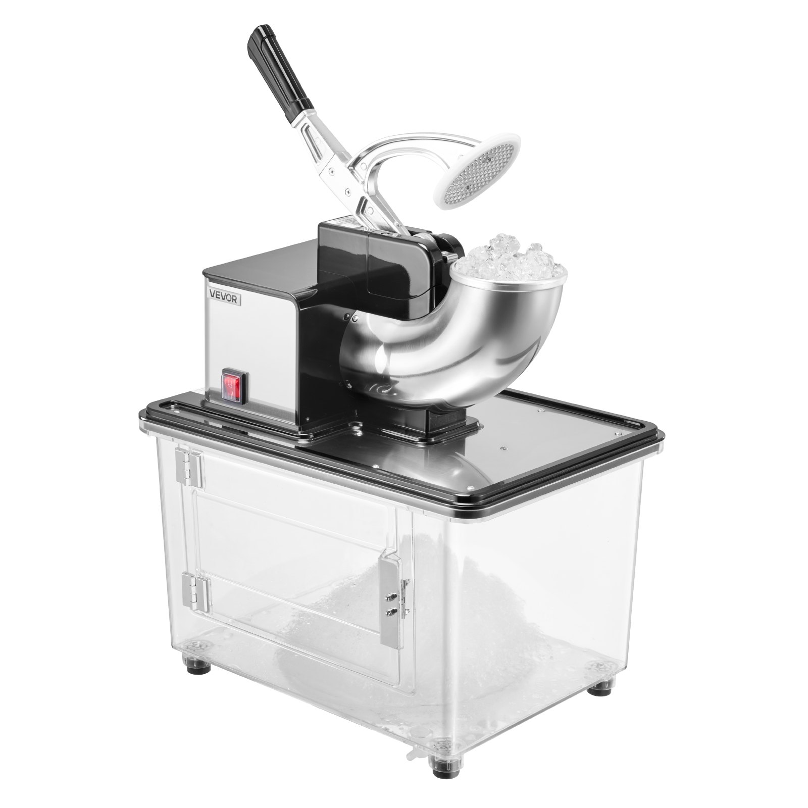VEVOR Commercial Ice Crusher 661LBS/H, 350W Electric Snow Cone Machine with 4 Blades, 2000RPM Stainless Steel Shaved Ice Machine with 11 Gal Crushed-Ice Box, for Family Restaurants Bars, Black