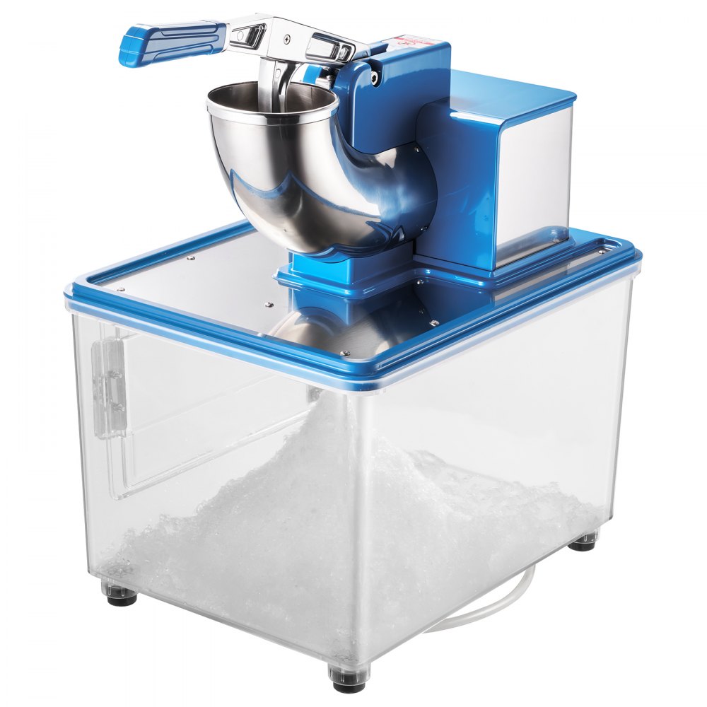 VEVOR Commercial Ice Crusher 661LBS/H, 350W Electric Snow Cone Machine with 4 Blades, 2000RPM Stainless Steel Shaved Ice Machine with 11 Gal Crushed-Ice Box, for Family Restaurants Bars, Blue