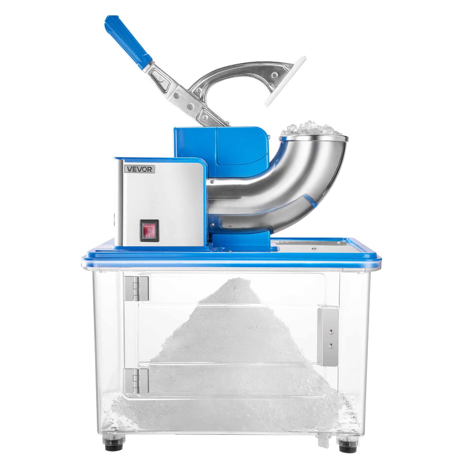 VEVOR Commercial Ice Crusher 661LBS/H, 350W Electric Snow Cone Machine with 4 Blades, 2000RPM Stainless Steel Shaved Ice Machine with 11 Gal Crushed-Ice Box, for Family Restaurants Bars, Blue