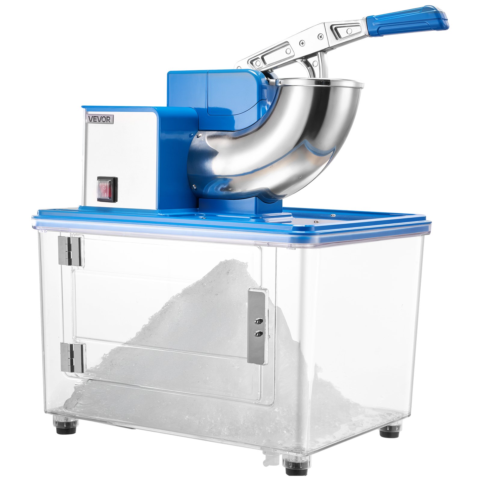 VEVOR Commercial Ice Crusher 661LBS/H, 350W Electric Snow Cone Machine with 4 Blades, 2000RPM Stainless Steel Shaved Ice Machine with 11 Gal Crushed-Ice Box, for Family Restaurants Bars, Blue