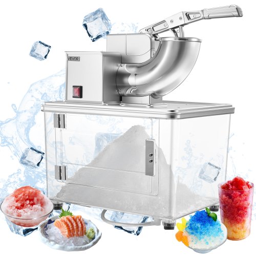 Commercial Ice Crusher 661LBS/H Electric Snow Cone Maker Shaved Ice Silver