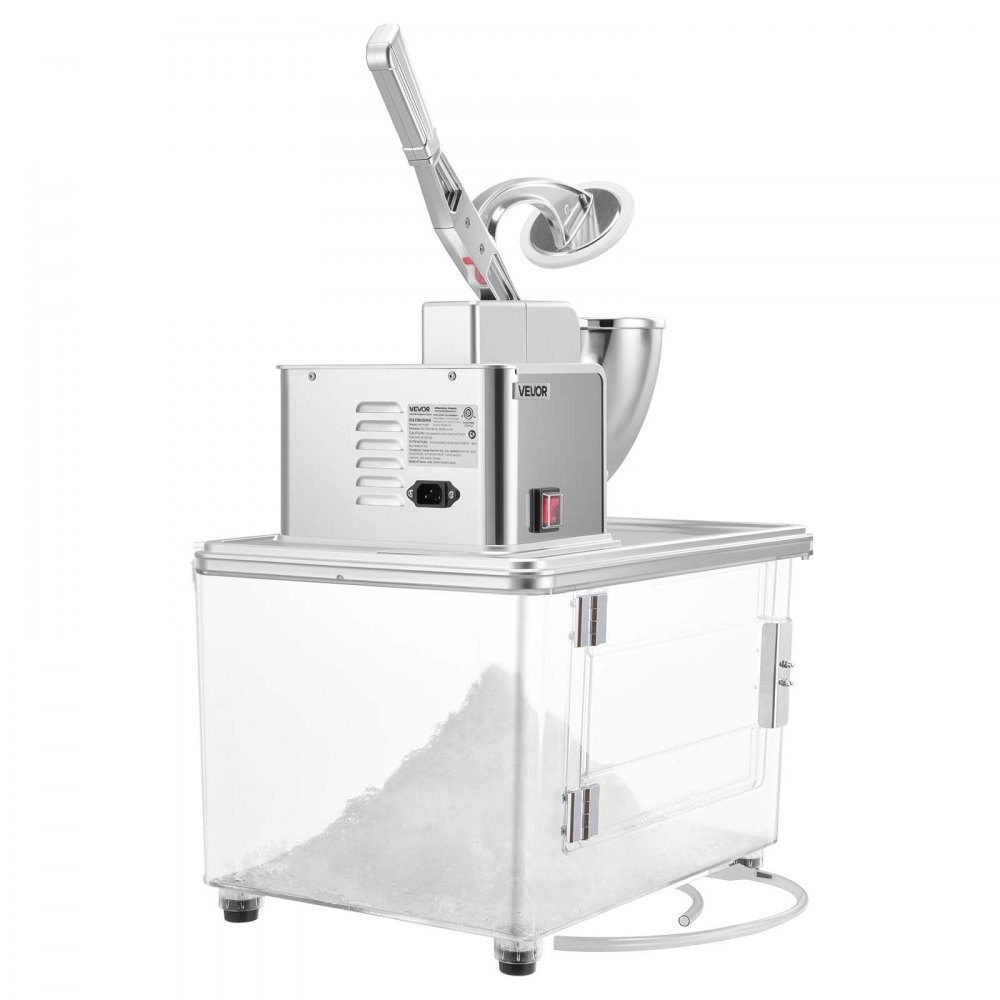 VEVOR Commercial Ice Crusher 661LBS/H, 350W Electric Snow Cone Machine with 4 Blades, 2000RPM Stainless Steel Shaved Ice Machine with 11 Gal Crushed-Ice Box, for Family Restaurants Bars, Silver