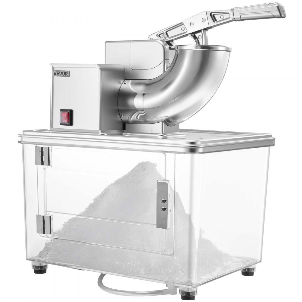 VEVOR Commercial Ice Crusher 661LBS/H, 350W Electric Snow Cone Machine with 4 Blades, 2000RPM Stainless Steel Shaved Ice Machine with 11 Gal Crushed-Ice Box, for Family Restaurants Bars, Silver