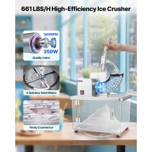 Commercial Ice Crusher 661LBS/H Electric Snow Cone Maker Shaved Ice Silver