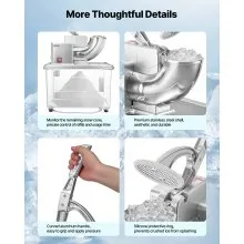 Commercial Ice Crusher 661LBS/H Electric Snow Cone Maker Shaved Ice Silver
