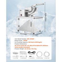 Commercial Ice Crusher 661LBS/H Electric Snow Cone Maker Shaved Ice Silver