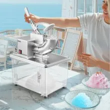 Commercial Ice Crusher 661LBS/H Electric Snow Cone Maker Shaved Ice Silver